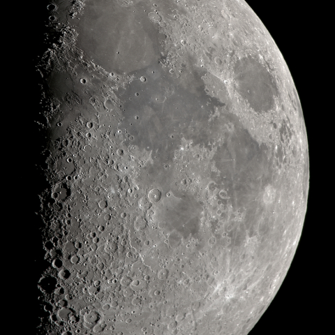 八日月(上弦、月齢7.7)