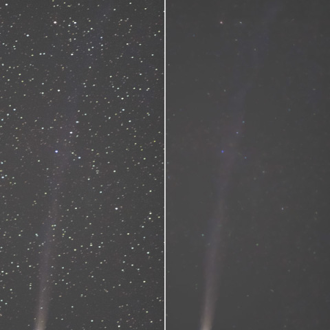 尾が折れ曲がったラブジョイ彗星