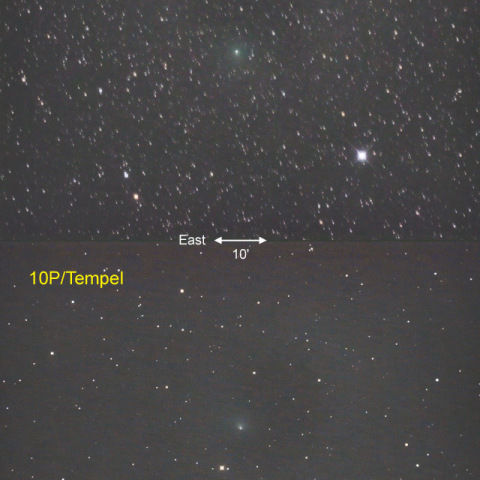 同一夜のハートレー彗星とテンペル彗星