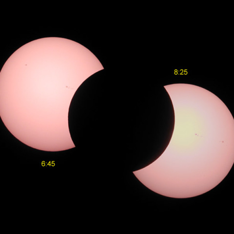 金環日食前後の太陽と月