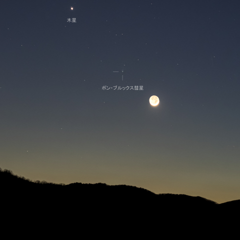 月と木星の間に見えるポン・ブルックス彗星240410