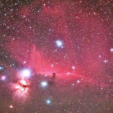 B33, IC434 オリオン座の暗黒星雲(馬頭星雲)と散光星雲