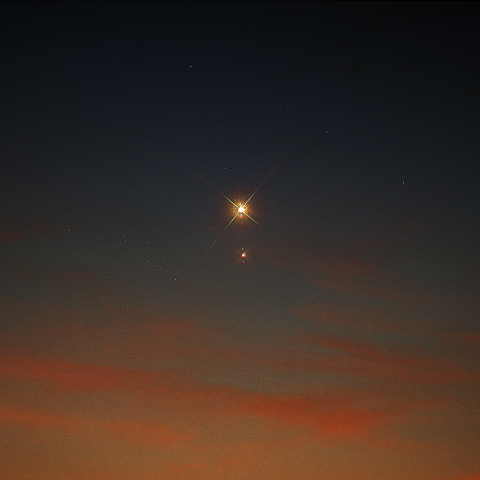 金星と木星とプレセペ星団