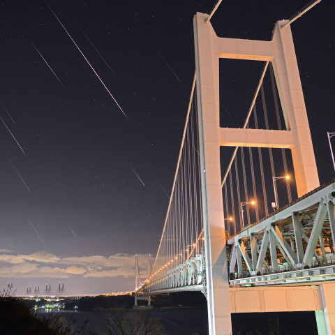 瀬戸大橋とふたご座流星群