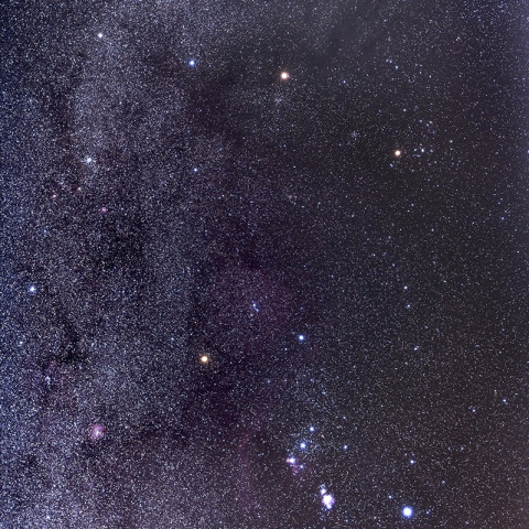 オリオン座、おうし座と冬の天の川