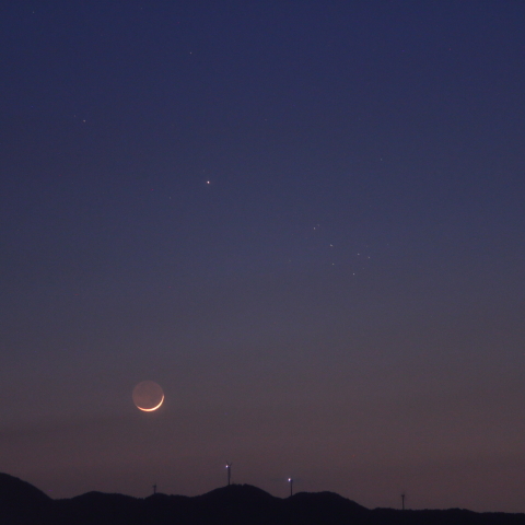５月２日夕暮れ　水星　すばる　月