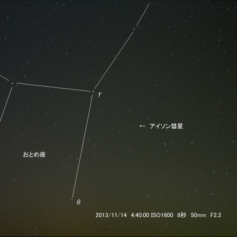 50mmレンズでのアイソン彗星