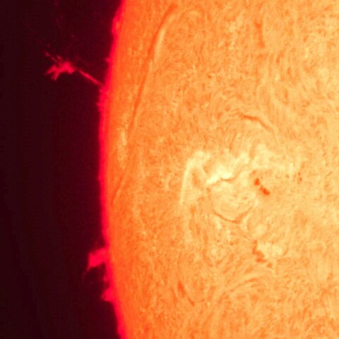 9/26朝の太陽(Hα)※8ｃｍ　Ｆ15アクロマートのテスト