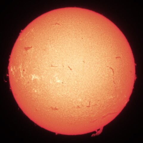 10/24朝の太陽(Hαカラーにて)