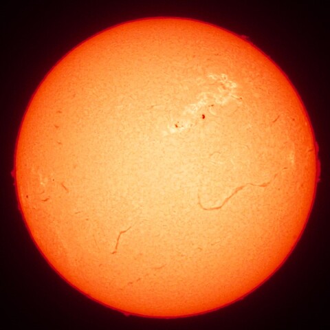 2/6朝の太陽(Hα中心付近)カラーにて