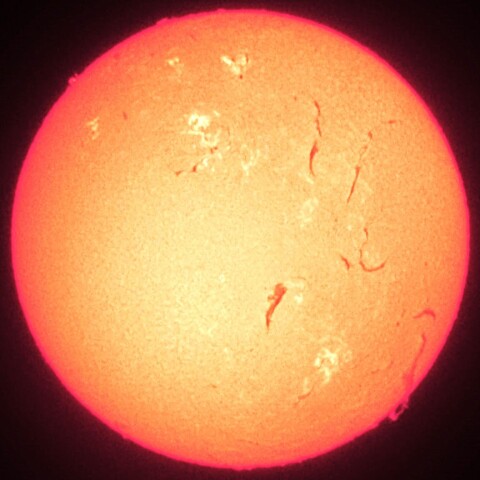 4/19朝の太陽(Hα中心付近・PSTダブルスタック)