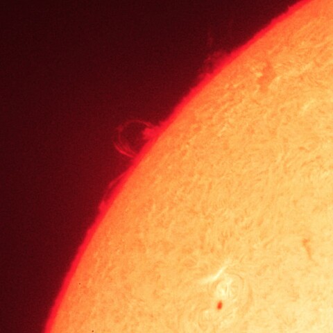 4/19日中の太陽(Hα中心付近・プロミネンス)