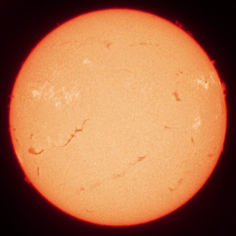 3/12昼の太陽(Hα中心付近・カラーにて)