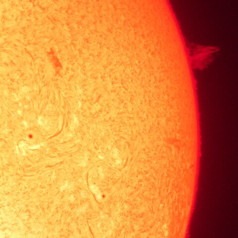 4/3昼の太陽(Hα中心付近・プロミネンス)