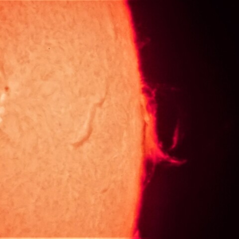 4/1  朝一の太陽  C9.7フレアからのプロミネンス