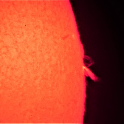 5/5朝一の太陽　プロミネンス噴出とループ