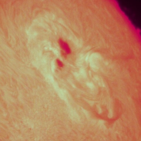 活動領域3363のHα像(12㎝屈折・PST-Modテスト)