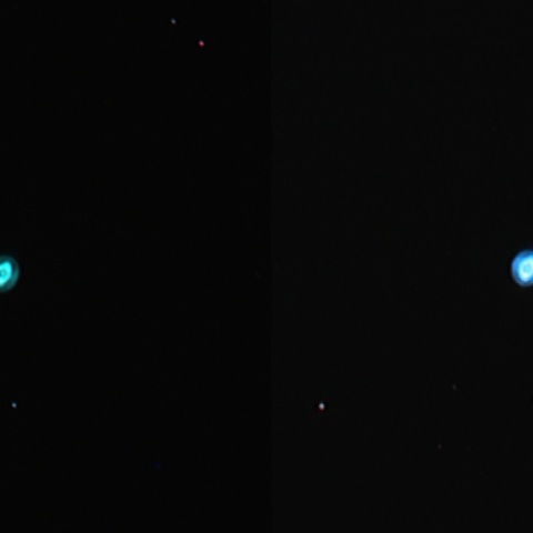 NGC3242 木星状星雲　うみへび座　2s露光と10s露光で比較