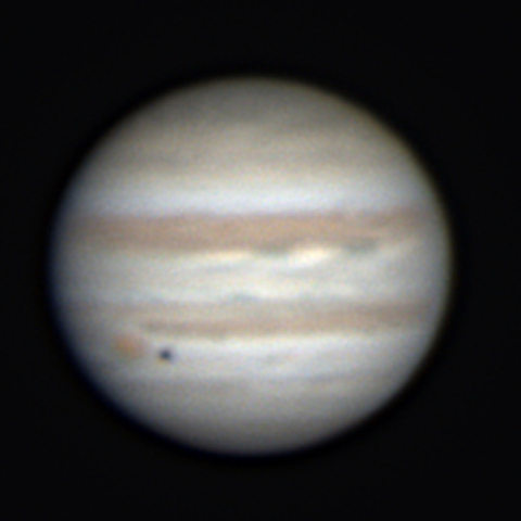 木星と大赤斑近くを通過しているエウロパの影（2024.12.27）