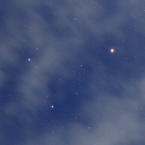 火星、カストル、ポルックスの並び（2025.2.20）