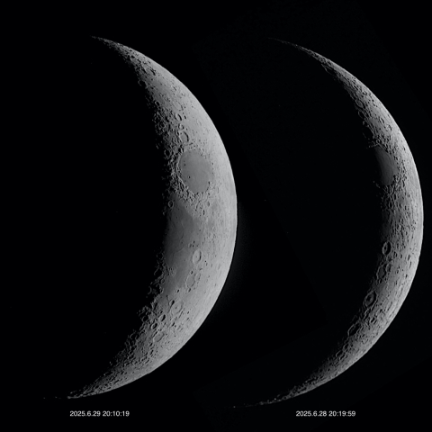 月齢3.1 & 4.1（2025.6.28 & 29）