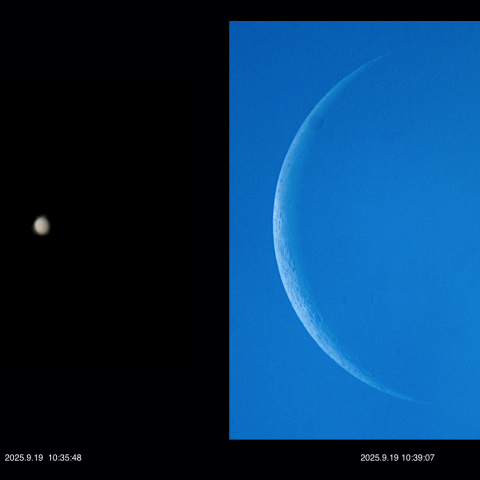 昼間の金星 & 月齢26.7(2025.9.19)