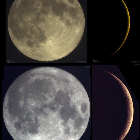 大小の満月と三日月