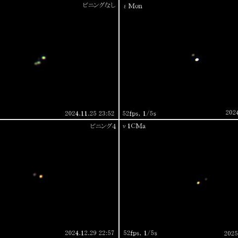 冬の重星たち(2024-25年)(オリオン座以外)