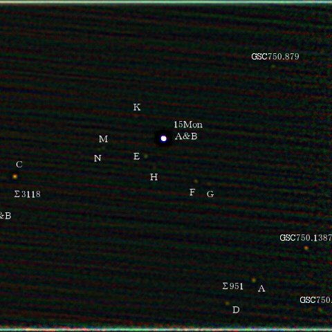 いっかくじゅう座15番星、Σ951、Σ3118 in NGC2264