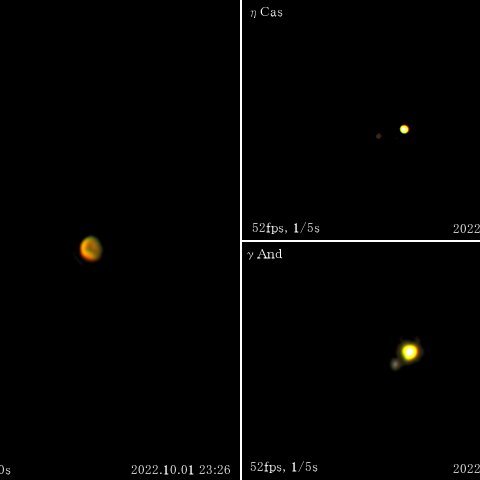 火星、カシオペヤ座η、アンドロメダ座γ