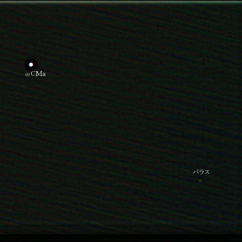 おおいぬ座ωに接近中の小惑星パラス