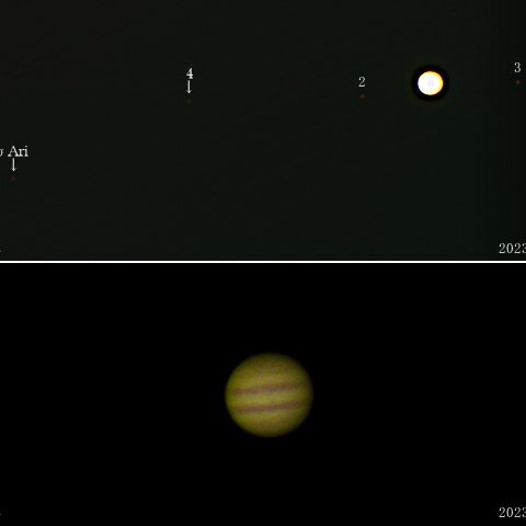 木星　おひつじ座σに接近中