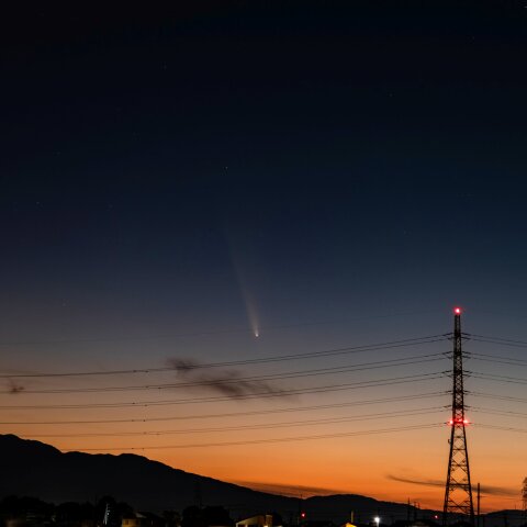 夕焼けと紫金山・アトラス彗星(2024.10.13)