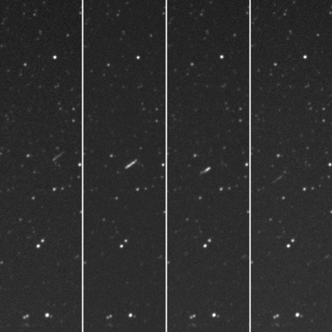 オライオン宇宙船　大気圏突入5時間前の光跡
