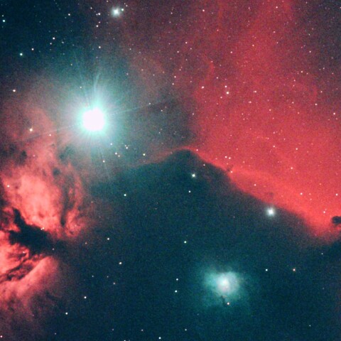 奥多摩湖から　馬頭星雲と燃える木星雲