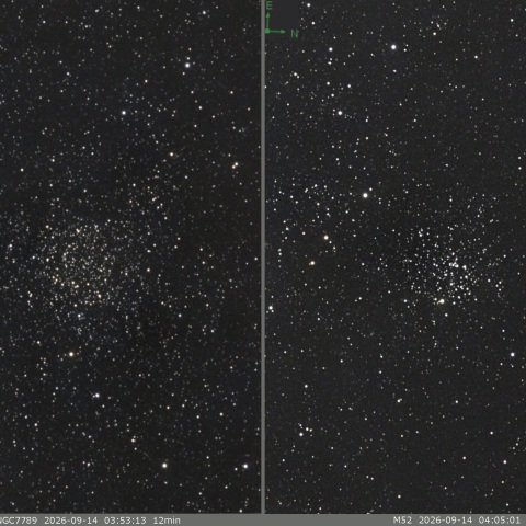 NGC7789とM52 散開星団(カシオペア座)