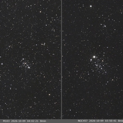 M103とNGC457 散開星団(カシオペア座)