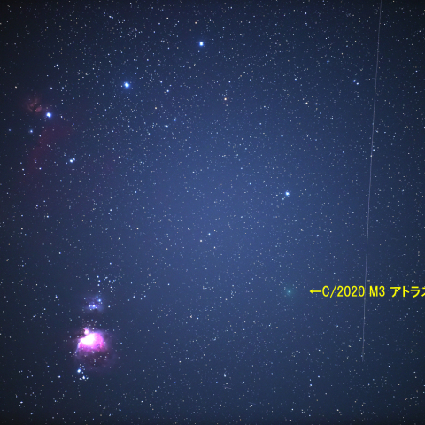 オリオン座を行くアトラス彗星