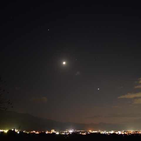 月と三惑星（木星・土星・金星）