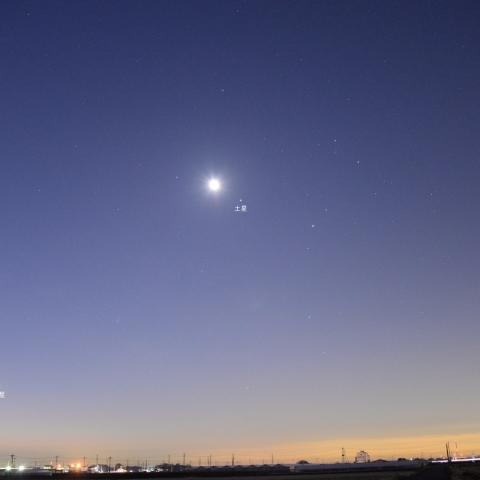 明け方の４惑星と月