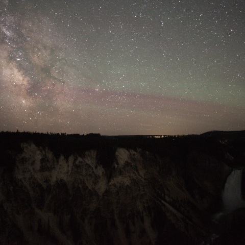 Tke Milky Way with Yellowstone Lower Falls