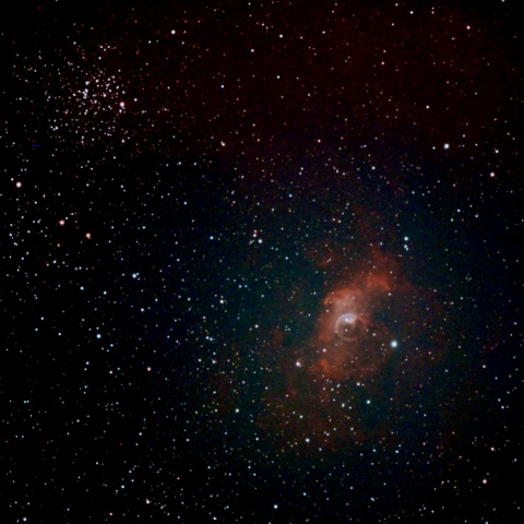 NGC7635バブル星雲とM52散開星団　カシオペア座