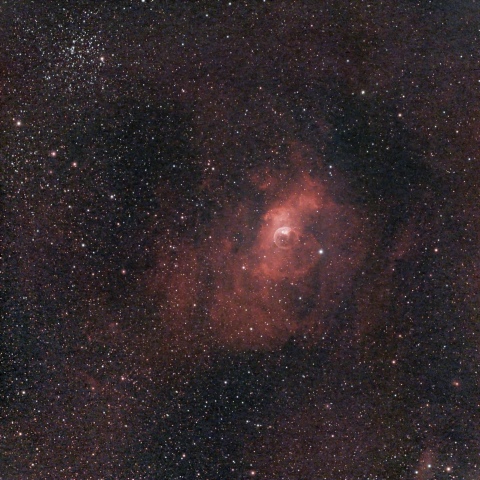 NGC7635バブル星雲とM52散開星団　カシオペア座
