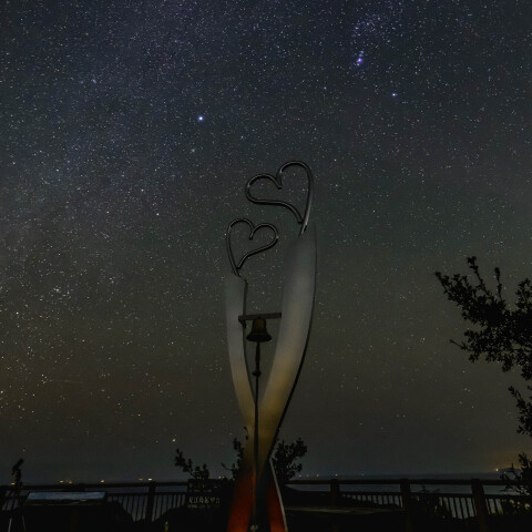 冬の天の川とカノープス　誓の鐘　南伊勢町 見江島展望台