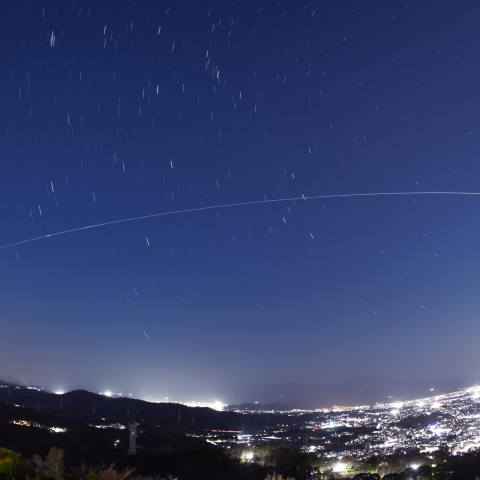 夜景とISS