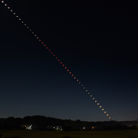 2025年皆既月食　連続写真