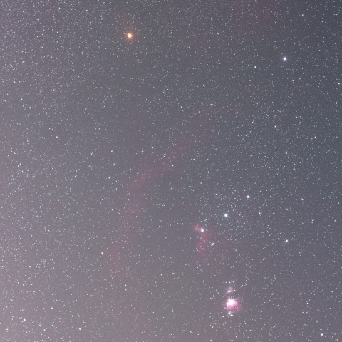 オリオン座のエンゼルフィッシュ星雲附近