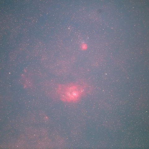 干潟星雲周辺と三裂星雲（光害地）