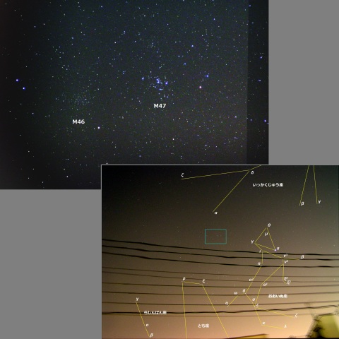 M46・M47星団と星座