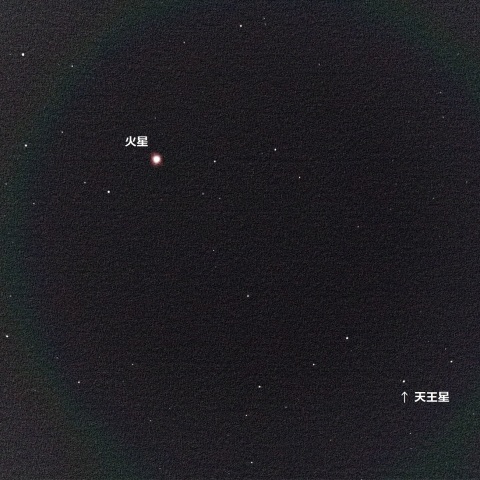 最接近4日後の火星と天王星（2019/2/17）